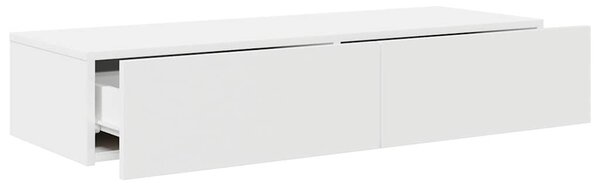 Falipolc fiókokkal fehér 100x36x19 cm műszaki fa