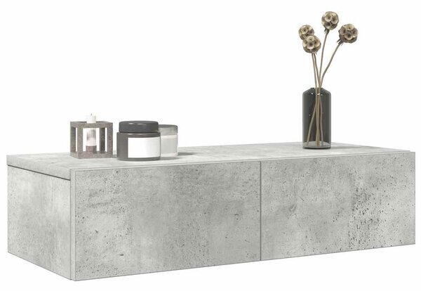 Falipolc fiókokkal betonszürke 60x26,5x15 cm műszaki fa