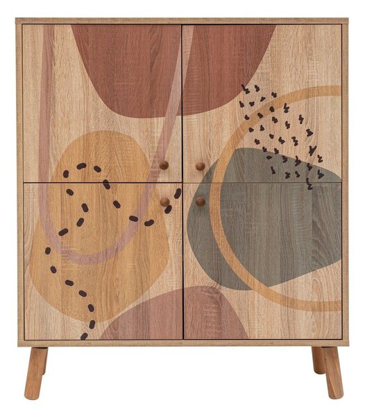 Natúr színű szekrény tölgyfa dekorral 95x111 cm Multilux – Kalune Design