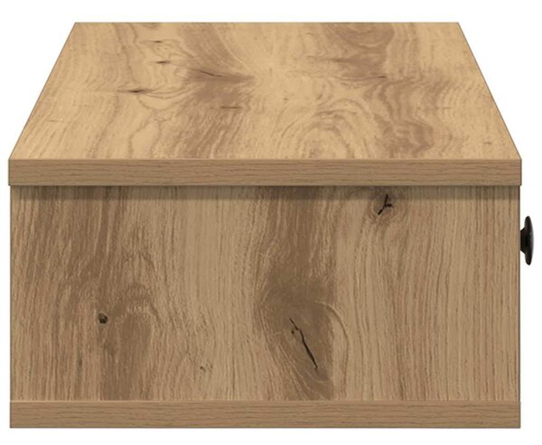 Kézműves tölgy szerelt fa falipolc fiókokkal 100 x 37,5 x 19 cm