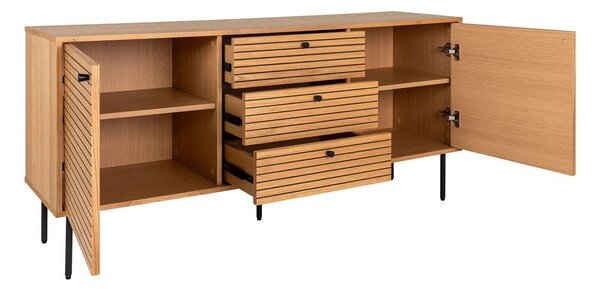 Natúr színű alacsony komód tölgyfa dekorral 150x74 cm Kyoto – House Nordic