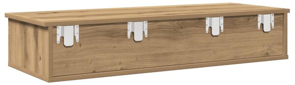 Kézműves tölgy szerelt fa falipolc fiókokkal 100 x 37,5 x 19 cm