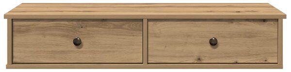 Kézműves tölgy szerelt fa falipolc fiókokkal 100 x 37,5 x 19 cm