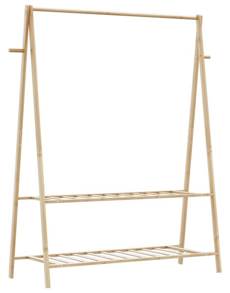 Bambusz ruhaállvány polcokkal 132 x 45,5 x 150,5 cm