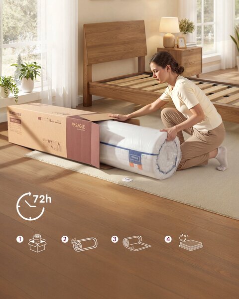 VASAGLE 7-zónás géles memory foam matrac, 90 x 200 x 16 cm, H3