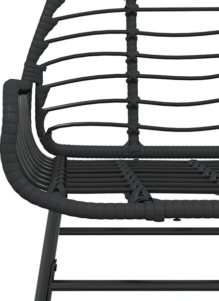 3 részes fekete polyrattan üveg kerti étkezőgarnitúra
