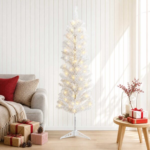 Mű Karcsú Karácsonyi Fa 150 cm 150 LED Meleg fehér PVC és fém