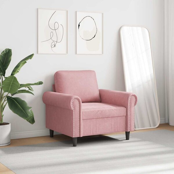Rózsaszín bársony kanapéfotel 60 cm