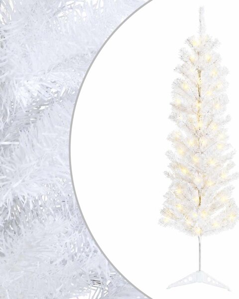 Mű Karcsú Karácsonyi Fa 150 cm 150 LED Meleg fehér PVC és fém