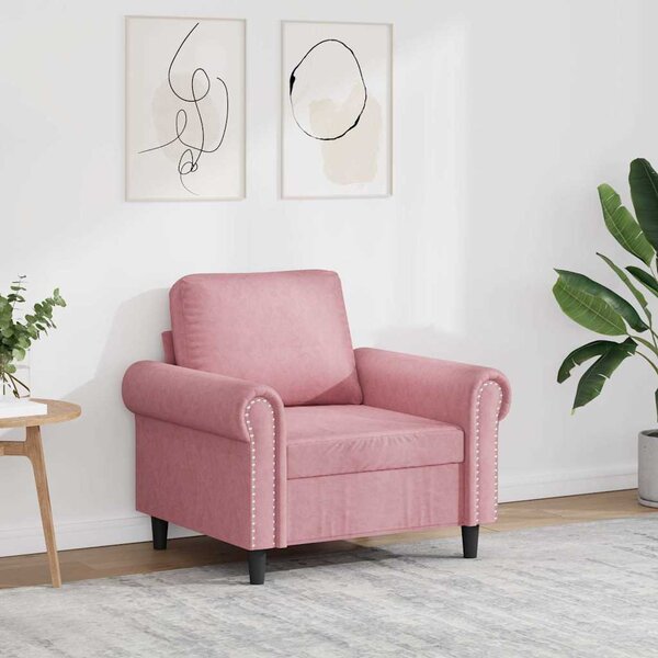 Rózsaszín bársony kanapéfotel 60 cm