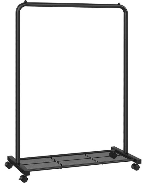 SONGMICS Kerekes Fém Ruhatartó Állvány Cipőtartóval (91 x 40,5 x 157 cm), Fekete