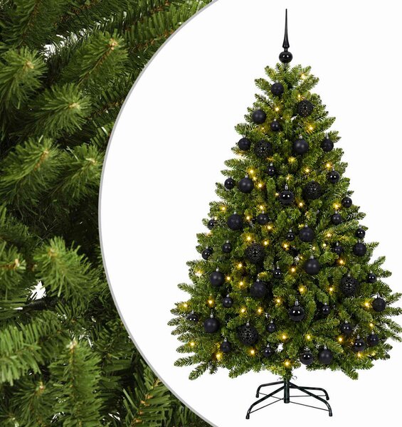 Világos zöld műkarácsonyfa díszgömbökkel 120 cm 150 LED