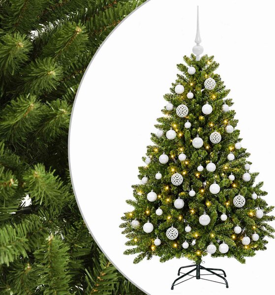 Világos zöld műfenyő gömbdíszekkel 120 cm 150 LED Meleg fehér