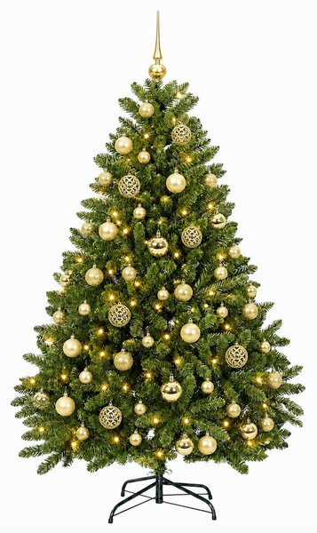 Világos zöld műkarácsonyfa gömbdísszel 120 cm 150 LED