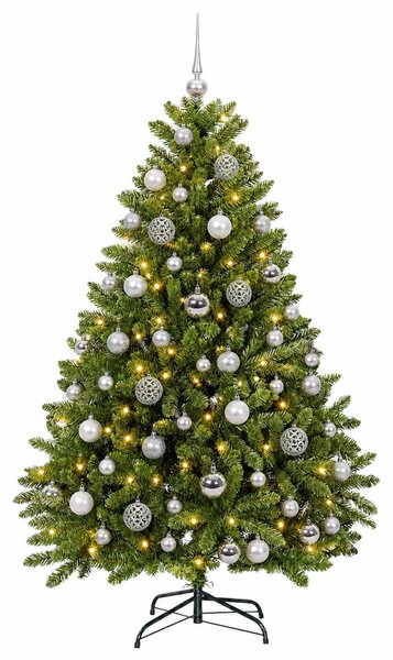Világos zöld műkarácsonyfa gömbökkel 120 cm 150 LED Meleg fehér