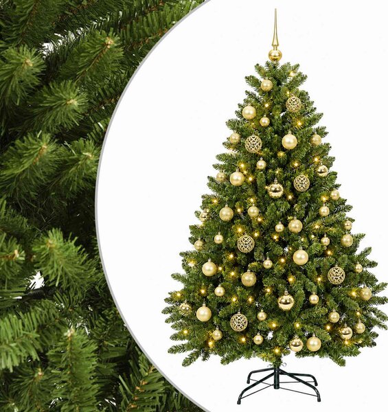 Világos zöld műkarácsonyfa gömbdísszel 120 cm 150 LED