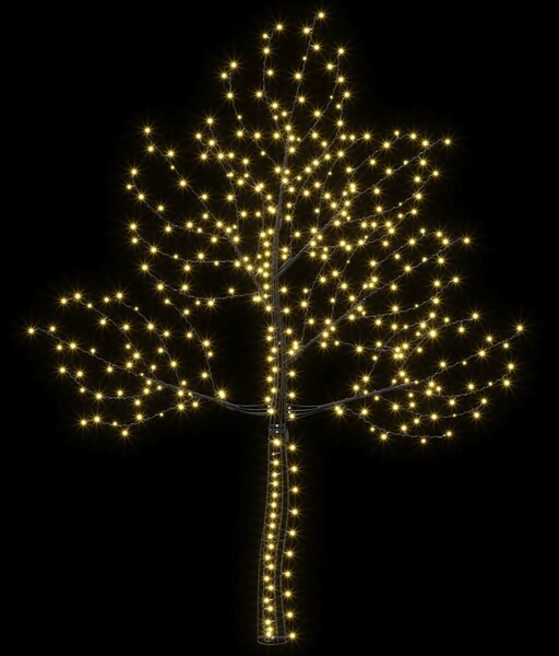 LED-es fali karácsonyfa 210 cm 312 LED Meleg fehér Acél Fekete