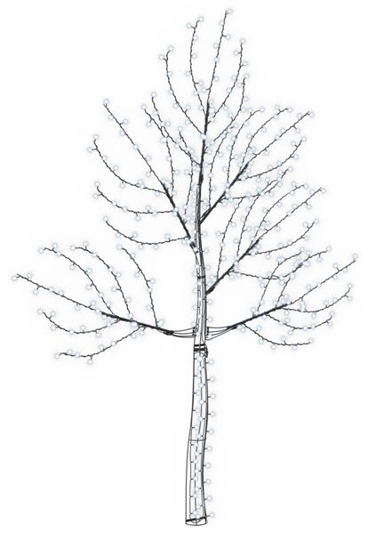 LED-es fali karácsonyfa 210 cm 312 LED Hideg fehér Acél Fekete