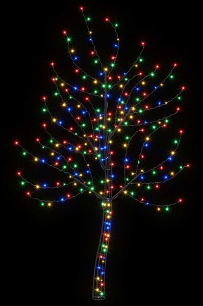 LED-es fali karácsonyfa 150 cm 140 LED Többszínű Acél Fekete