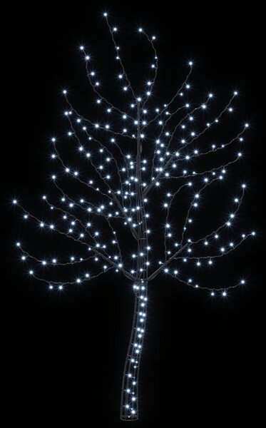 LED-es fali karácsonyfa 150 cm 140 LED Hideg fehér Acél Fekete