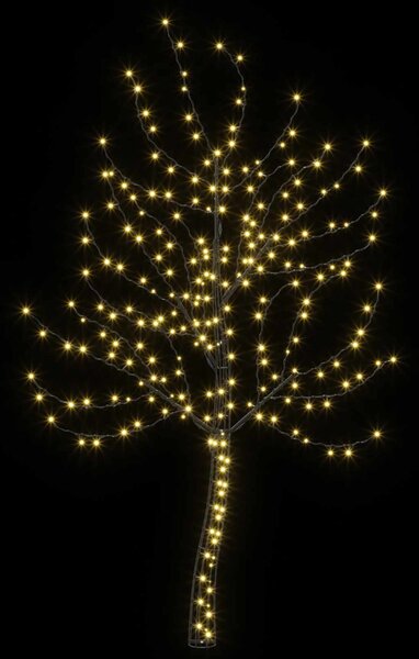 LED-es fali karácsonyfa 180 cm 200 LED Meleg fehér Acél Fekete