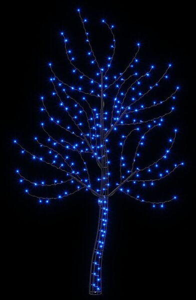LED-es fali karácsonyfa 180 cm 200 LED Kék Acél Fekete