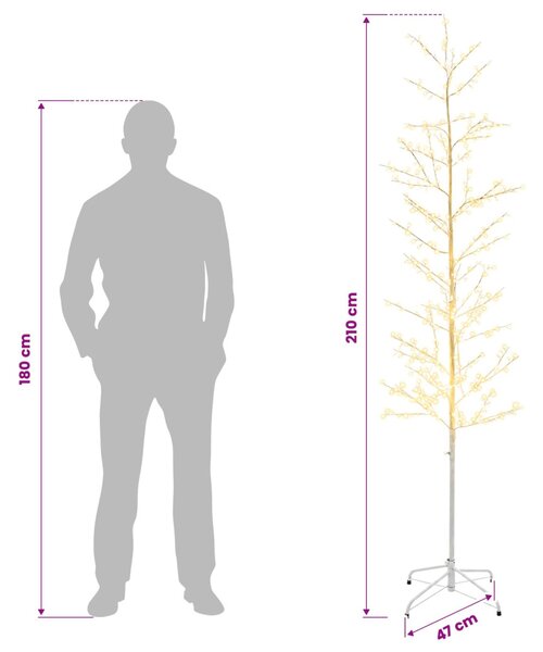 Karácsonyi LED-es nyírfa Fehér 47 x 210 cm Acél 567 LED