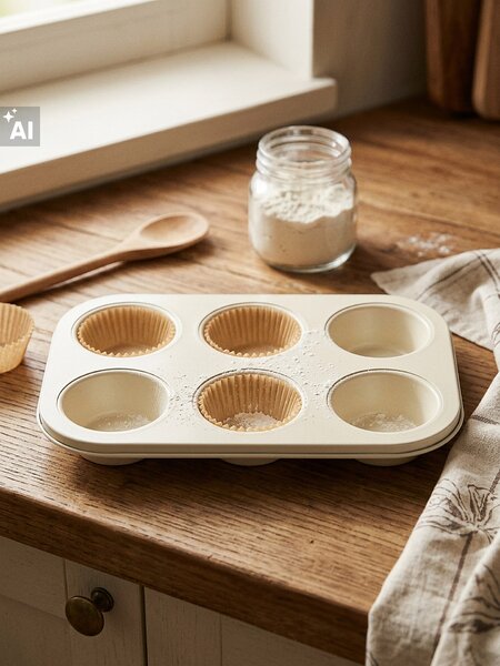 Sinsay - Szénacél muffin sütőforma - krémszínű