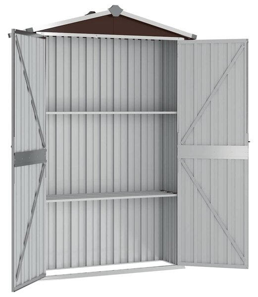 Barna horganyzott acél kerti fészer 116x45x175 cm