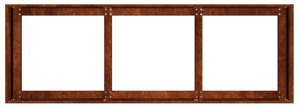 Növénytartó rozsdás 120x40x40 cm időjárásálló acélból