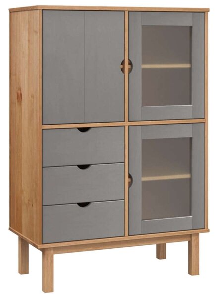 VidaXL OTTA barna és szürke tömör fenyőfa magasszekrény 85x43x125 cm