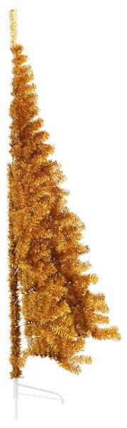 Aranyszínű PET fél műkarácsonyfa állvánnyal 210 cm