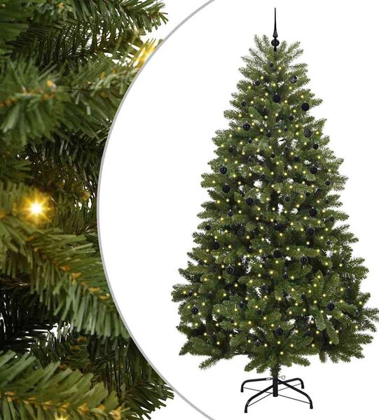 Mű karácsonyfa 300 cm 300 LED Meleg fehér PVC és Acél Zöld