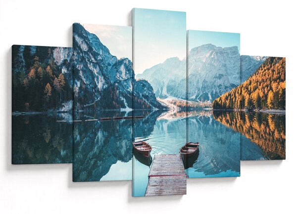 Kép - Csónakok a Braies-tónál (150x105 cm)