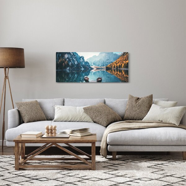 Kép - Csónakok a Braies-tónál (120x50 cm)