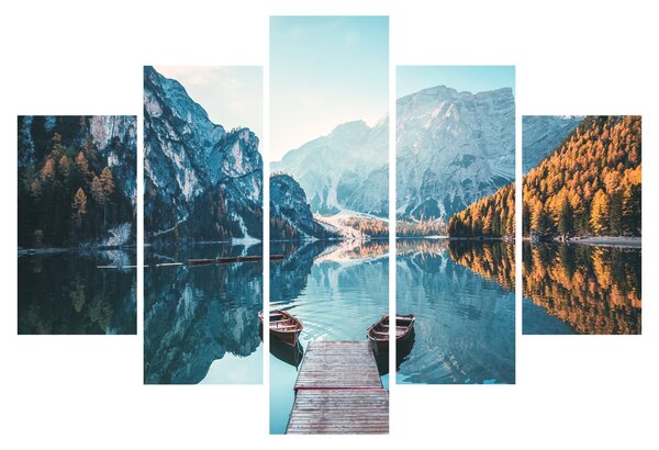 Kép - Csónakok a Braies-tónál (150x105 cm)
