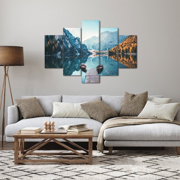 Kép - Csónakok a Braies-tónál (150x105 cm)