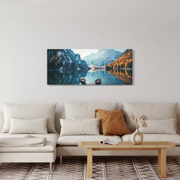 Kép - Csónakok a Braies-tónál (120x50 cm)