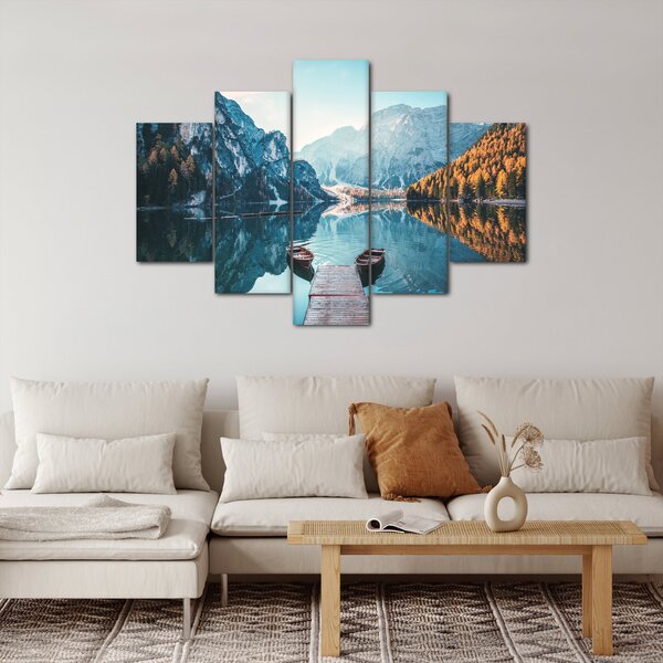Kép - Csónakok a Braies-tónál (150x105 cm)