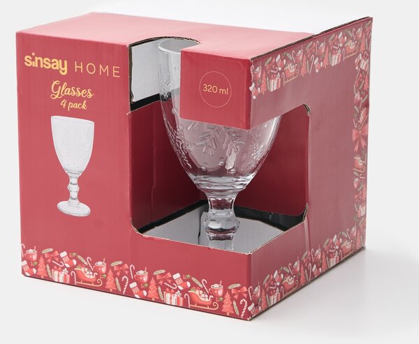 Sinsay - Poharak hópehelymotívummal 4 pack - clear