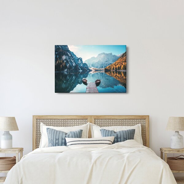 Kép - Csónakok a Braies-tónál (90x60 cm)