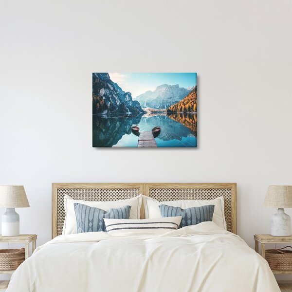 Kép - Csónakok a Braies-tónál (70x50 cm)