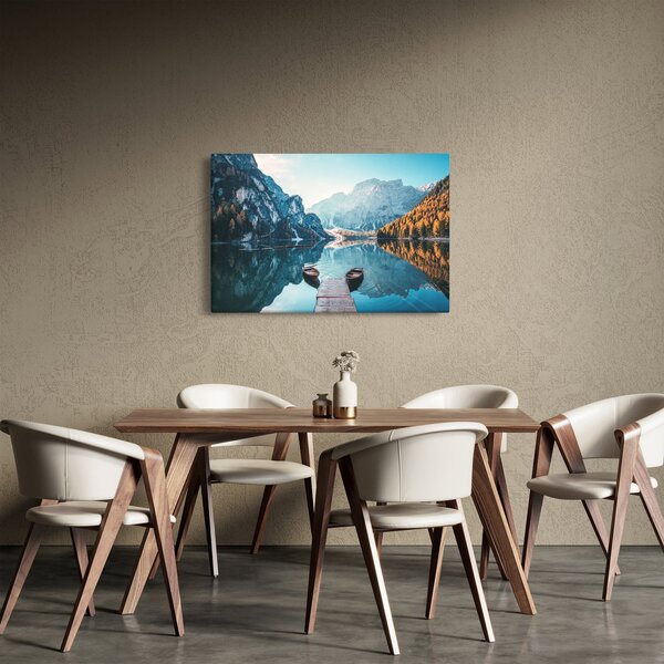 Kép - Csónakok a Braies-tónál (90x60 cm)