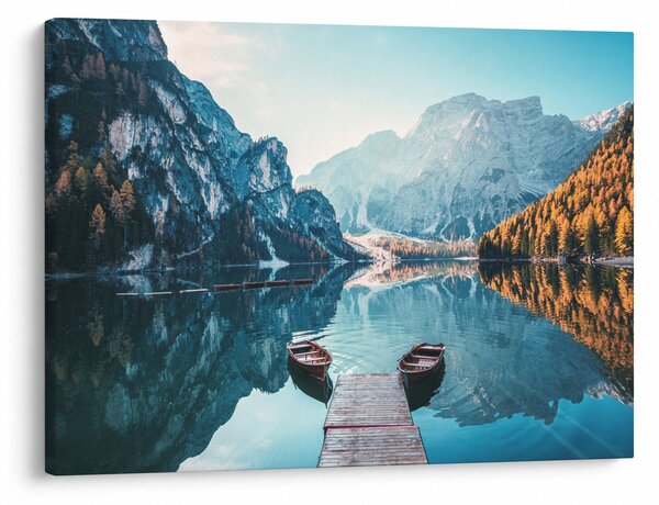 Kép - Csónakok a Braies-tónál (70x50 cm)