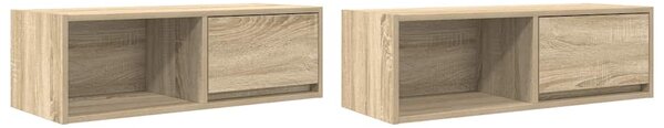 2 db sonoma tölgy színű szerelt fa TV-szekrény 80x31x25,5 cm