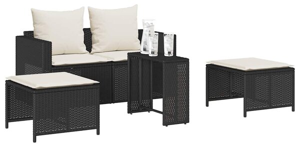 5 részes polyrattan kerti kanapé garnitúra párnákkal stackable