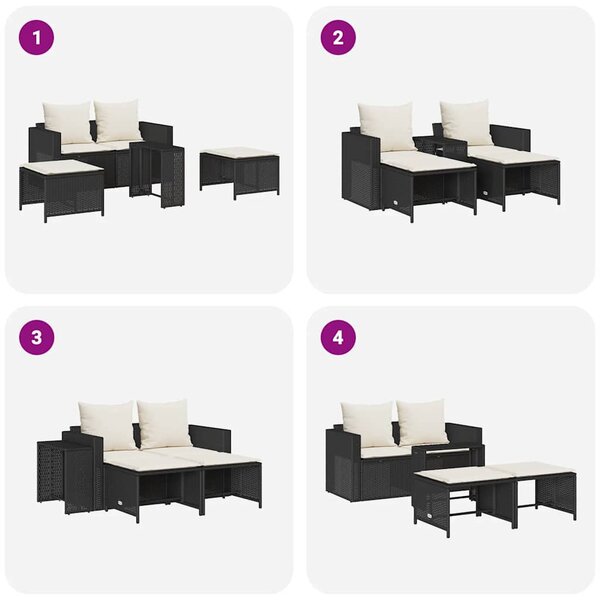 5 részes polyrattan kerti kanapé garnitúra párnákkal stackable