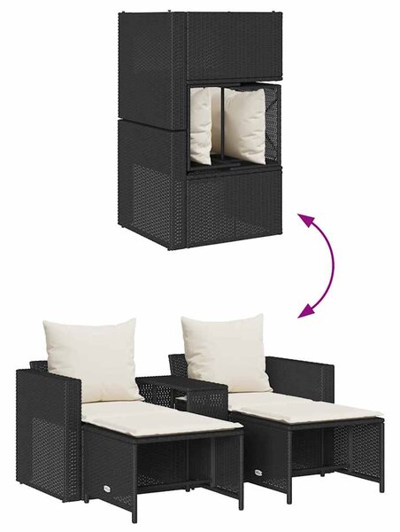 5 részes polyrattan kerti kanapé garnitúra párnákkal stackable
