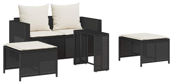5 részes polyrattan kerti kanapé garnitúra párnákkal stackable