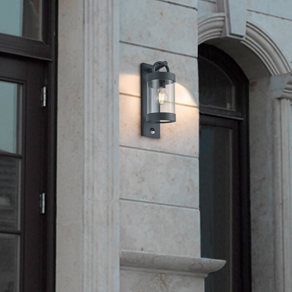 Trio Lighting Sambesi kültéri falilámpa, mozgásérzékelő, antr., Fekete, Alumínium, Modern
